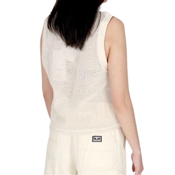 Obey Hudson Mesh Tank Top White Size S NWT | Streetwear Y2K Minimalist - Picture 3 of 10